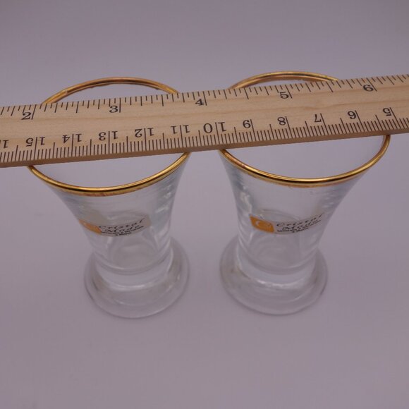 Set of Two(2) Crystal Mode Shot Glasses with Gold Rim - Picture 4 of 7